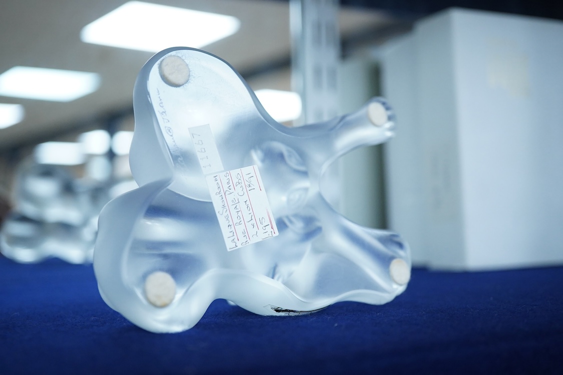 A Lalique ‘ Tambwee’ model of two lion cubs (boxed), 12cm wide